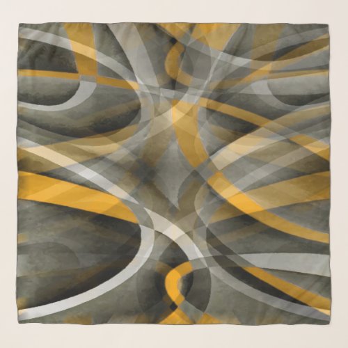 Eighties Retro Mustard Yellow and Grey Abstract Cu Scarf