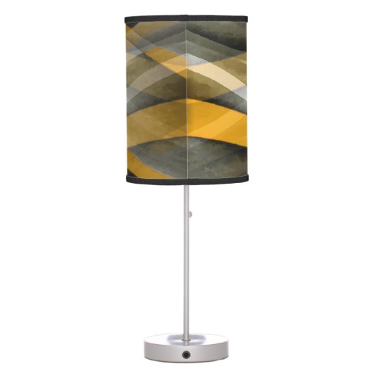 Eighties Retro Mustard Yellow and Grey Abstract Cu Table Lamp (Back)