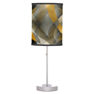 Eighties Retro Mustard Yellow and Grey Abstract Cu Table Lamp