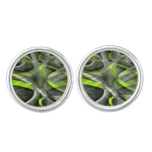 Eighties Styled Grey and Lemon Curve Pattern Cufflinks