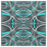 Eighties Turquoise and Grey Arched Line Pattern Fabric
