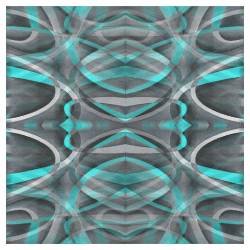 Eighties Turquoise and Grey Arched Line Pattern Fabric