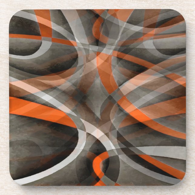 Eighties Vibes Burned Orange and Grey Layered Curv Beverage Coaster (Front)
