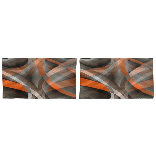 Eighties Vibes Burned Orange and Grey Layered Curv Pillow Case (Front-Set)