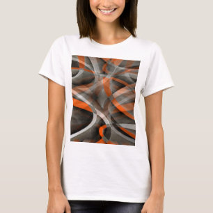 Eighties Vibes Burned Orange and Grey Layered Curv T-Shirt