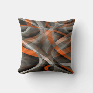 Eighties Vibes Burned Orange and Grey Layered Curv Throw Pillow