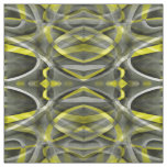 Eighties Vibes Daffodil Yellow and Grey Layered Cu Fabric