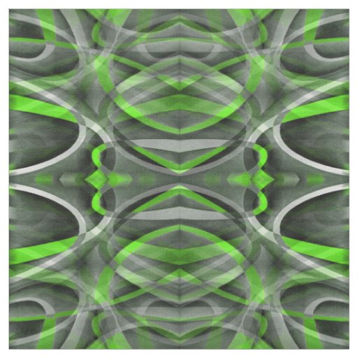 Eighties Vibes Dull Lime and Grey Layered Curves Fabric