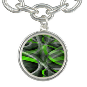 Eighties Vibes Lime and Grey Layered Curve Pattern Bracelet