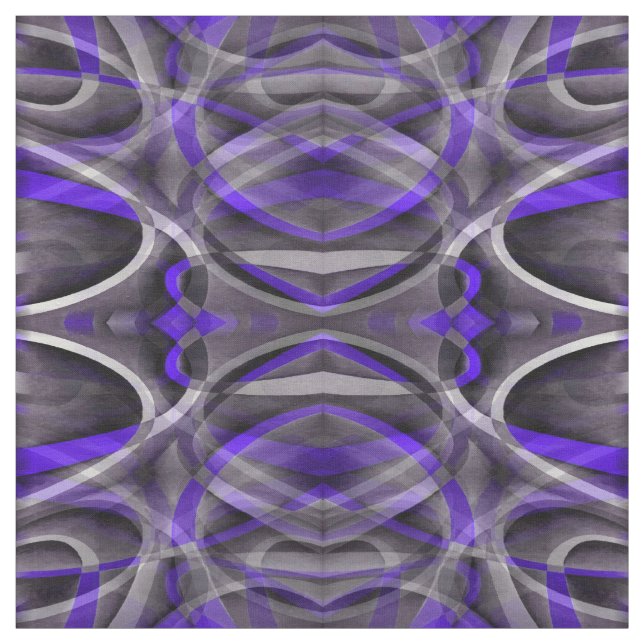 Eighties Vibes Violet Blue and Grey Funky Pattern Fabric (Swatch)