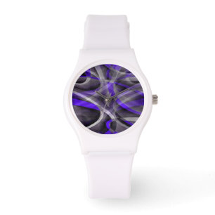 Eighties Vibes Violet Blue and Grey Funky Pattern Watch