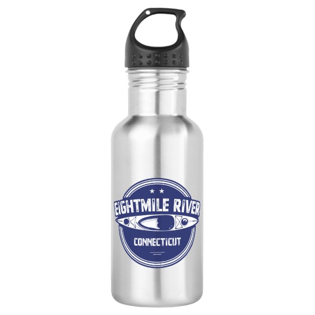 Eightmile River Connecticut Kayaking Stainless Steel Water Bottle (Front)