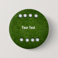 Eights golf balls are on green grass background button