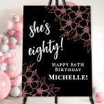 Eighty 80th Birthday Party Foam Board<br><div class="desc">Eighty Black Rose Gold Pink 80th Birthday Vertical Sign. Celebrate a milestone with this elegant 80th birthday sign, designed in a vertical format for a bold and stylish display. A rich black background is accented with rose gold and pink watercolor florals placed in the top right and bottom left corners,...</div>