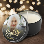 Eighty 80th birthday party photo gold black mini candle favors