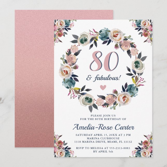 Eighty and Fabulous 80th Lady Anniversary Birthday Invitation (Front/Back)