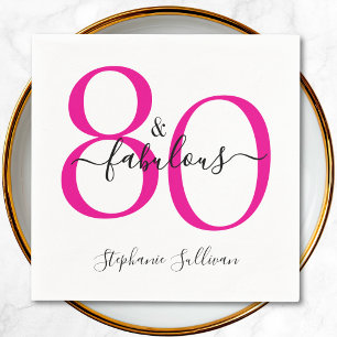 Eighty and Fabulous Name 80th Birthday Party Napkins