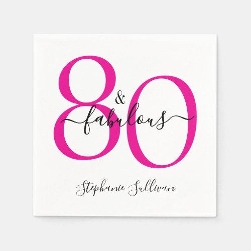 Eighty and Fabulous Name 80th Birthday Party Napkins