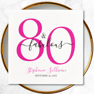 Eighty and Fabulous Name Date 80th Birthday Party Napkins