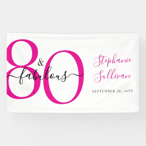 Eighty and Fabulous Pink 50th Birthday Party  Banner