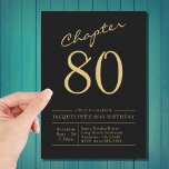Eighty Black Gold 80th Birthday Party Invitation<br><div class="desc">Make your 80th birthday extra special with this gorgeous black and gold invitation from Zazzle! Our black custom party invites feature a beautiful script font in bold gold accents for a luxurious touch. Customize the details of your event on the back of the postcard and enjoy the convenience of having...</div>