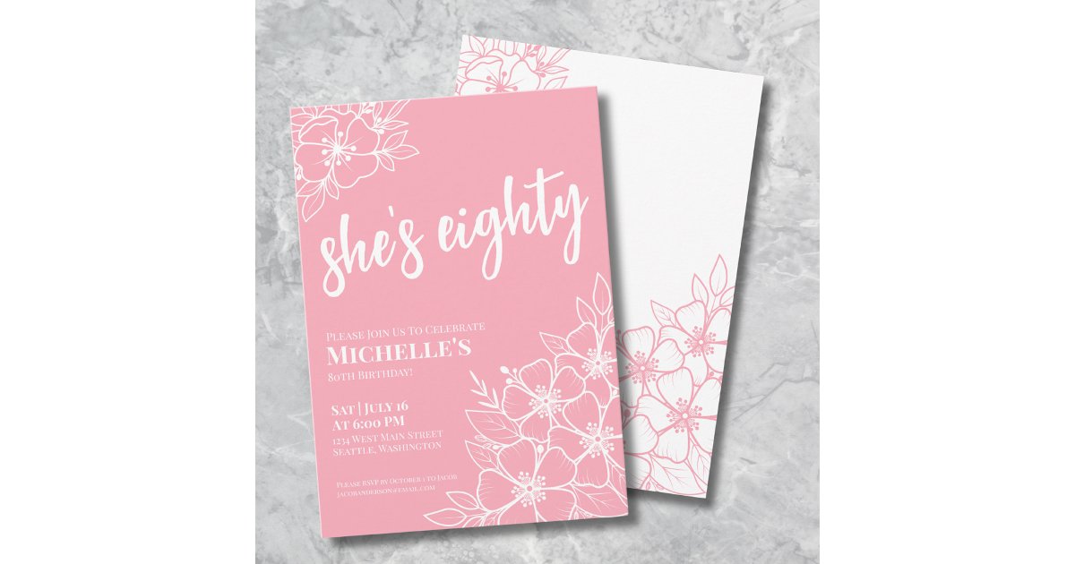 Eighty Blush Pink 80th Birthday Party Invitation | Zazzle