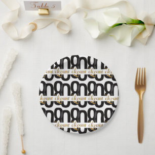 Eighty & Elegant 80th Birthday Black Gold Party Paper Plates