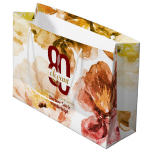 Eighty & Elegant Ruby Red Gold Glam 80th Birthday Large Gift Bag