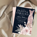 Eighty & Fabulous! Dusty Rose Floral 80th Birthday Invitation<br><div class="desc">Eighty & Fabulous! Dusty Rose Floral 80th Birthday Invitation

See matching collection in Niche and Nest Store

Many thanks</div>