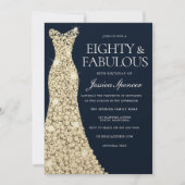 Eighty & Fabulous!! Gold Dress Gown 80th Birthday Invitation (Front)