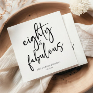 Eighty & Fabulous Minimal 80th Birthday Party Napkins