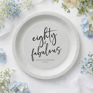 Eighty & Fabulous Minimal 80th Birthday Party Paper Plates