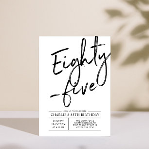 Eighty Five Modern Black Brush 85th Birthday Party Invitation