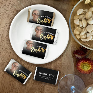 Eighty gold black 80th Birthday custom photo  Hershey's Miniatures