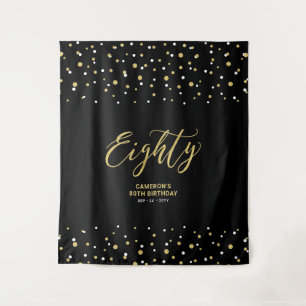Eighty Gold & Black 80th Birthday Party Backdrop