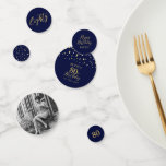 Eighty Gold & Navy Confetti 80th Birthday Party<br><div class="desc">Add detail to your special day with this stylish 80th birthday photo table confetti. This design features a modern script "Eighty",  " Happy Birthday" with hexagon confetti in navy blue & gold color combo. More milestone birthday party supplies are available at my shop BaraBomDesign.</div>