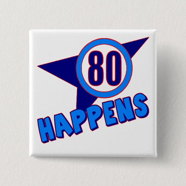 Eighty Happens 80th Birthday Gifts Button (Front)