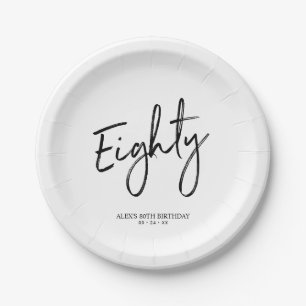 Eighty Modern Lettering 80th Birthday Party Paper Plates