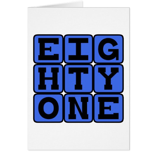 Eighty One, Number 81 Cards (Front)