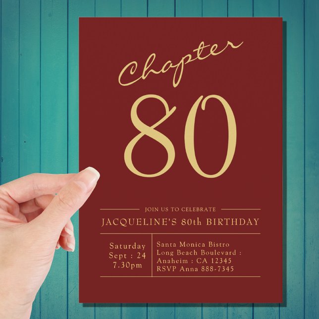 Eighty Red Gold 80th Birthday Party Invitation (Creator Uploaded)
