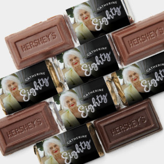 Eighty silver black 80th Birthday custom photo Hershey's Miniatures