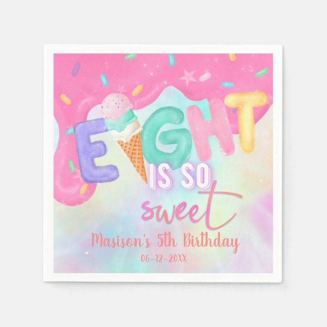 eigth is so sweet Pink Frosting Napkins (Front)