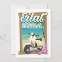Eilat Beach Israel scooter travel poster