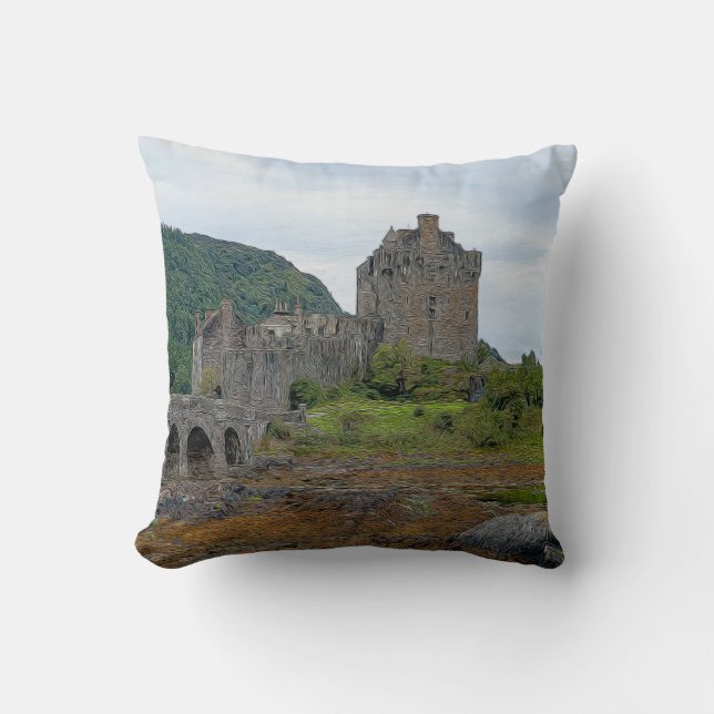 Eilean Donan Castle, Loch Duich - Scotland, UK Throw Pillow (Front)