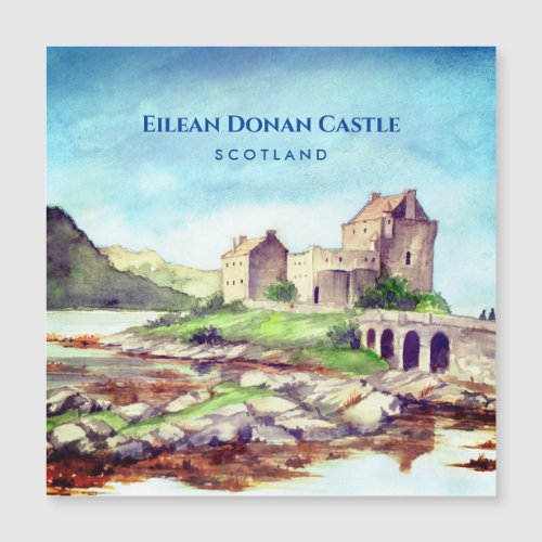 Eilean Donan Castle Scotland Watercolor Painting
