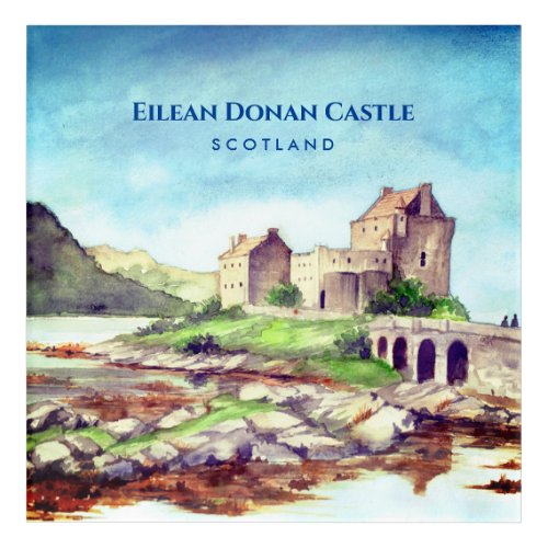 Eilean Donan Castle Scotland Watercolor Painting Acrylic Print