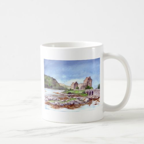 Eilean Donan Castle Watercolor Painting Coffee Mug