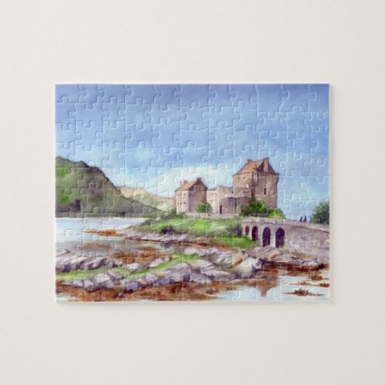 Eilean Donan Castle Watercolor Painting Jigsaw Puzzle