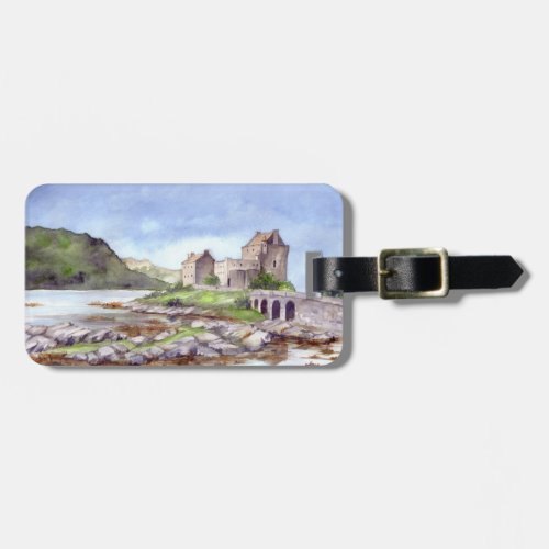 Eilean Donan Castle Watercolor Painting Luggage Tag