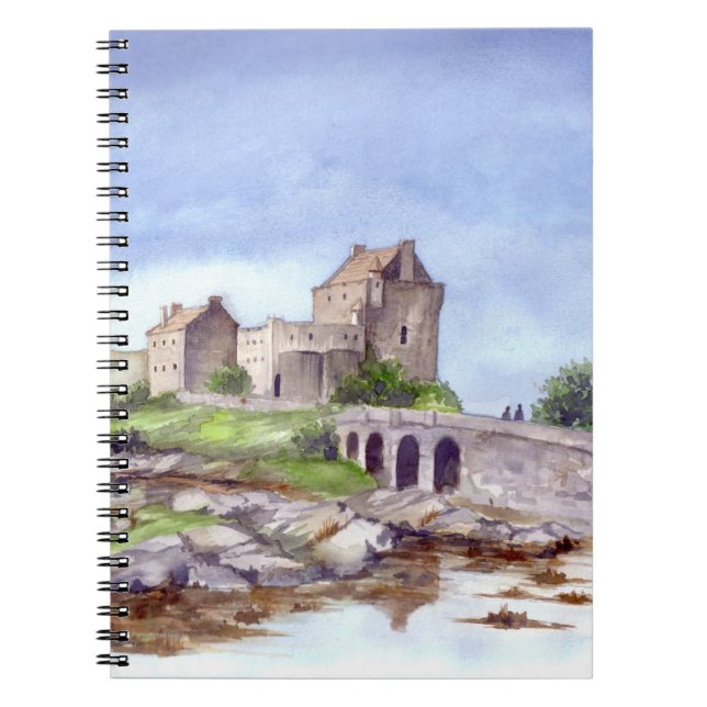 Eilean Donan Castle Watercolor Painting Notebook (Front)